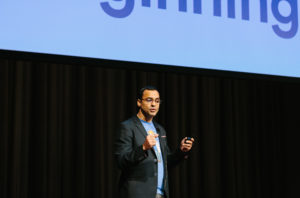 Orlando Saez, Chief Executive Officer of Aker Technologies, pitching